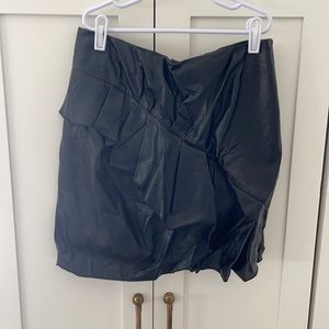 Black leather mini skirt